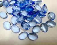 Vintage Swarovski Light Sapphire unfoiled Cabochons, 14x10mm Oval Flat Back unfoiled