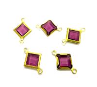 Square Vintage Swarovski Crystal 2 loops Connectors in Amethyst, Brass settings