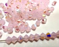 4mm Rose Opal Bicone Beads, Preciosa Crystal AB