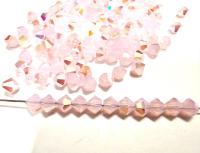 4mm Rose Opal Bicone Beads, Preciosa Crystal AB