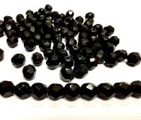 Czech Fire-Polished Faceted Glass Beads Round 5mm Black