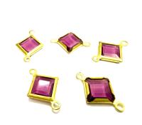 Square Vintage Swarovski Crystal 2 loops Connectors in Amethyst, Brass settings