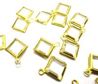 Square Vintage Swarovski Crystal 1 loop Dangle in Crystal, Brass settings