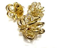 Vintage Crystal Flower Bead, Gold Plated Embellishment (30mm)