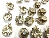 SWAROVSKI 14mm RHINESTONE drop setting rhodium plated jewelry supplies pendant