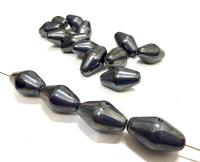 Jet Hematite Fire Polished Oval Glass Beads (17x10 mm)