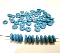 7mm Turquoise AB Czech Glass Rondelle Beads, Flat Disc Spacers
