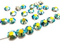 Vintage Swarovski Jet Aurore Boreale Crystal Rose Montees, 40ss Silver Plated Settings