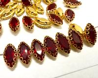 Swarovski Navette Crystal fancy vintage Brass settings in Siam