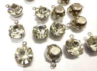 SWAROVSKI 14mm RHINESTONE drop setting rhodium plated jewelry supplies pendant