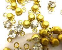 Swarovski Crystal round Stone Dangle: Brass, 7MM