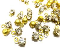 Swarovski Crystal round Stone Dangle: Brass, 7MM