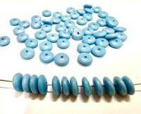 7mm Turquoise AB Czech Glass Rondelle Beads, Flat Disc Spacers