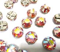 Vintage Swarovski Sun Aurore Boreale Crystal Rose Montees, 40ss Silver Plated Settings