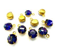 Swarovski Crystal Heliotrope Drop, Brass Setting (6mm, 28ss)