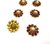 16mm Vintage brass Swarovski Flower Design in Amethyst pearl crystal Embellishment DIY Supplies wedding decorations