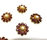 16mm Vintage brass Swarovski Flower Design in Amethyst pearl crystal Embellishment DIY Supplies wedding decorations