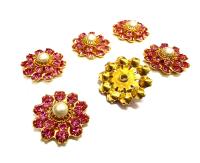 16mm Vintage brass Swarovski Flower Design in Amethyst pearl crystal Embellishment DIY Supplies wedding decorations