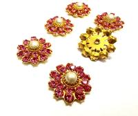 16mm Vintage brass Swarovski Flower Design in Amethyst pearl crystal Embellishment DIY Supplies wedding decorations