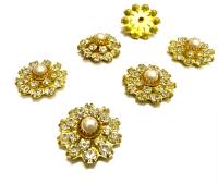 16mm Vintage brass Swarovski Flower Design in Pearl crystal Embellishment DIY Supplies wedding decorations