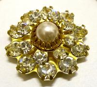 16mm Vintage brass Swarovski Flower Design in Pearl crystal Embellishment DIY Supplies wedding decorations