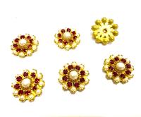 16mm Vintage brass Swarovski Flower Design in Siam pearl crystal Embellishment DIY Supplies wedding decorations