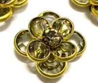 16mm Vintage brass Swarovski Flower Design in Black Diamond Embellishment DIY Supplies wedding decorations