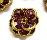 16mm Vintage brass Swarovski Flower Design in Amethyst Embellishment DIY Supplies wedding decorations