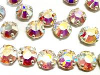 Vintage Swarovski Crystal Aurore Boreale Crystal Rose Montees, 40ss Silver Plated Settings