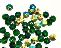 8mm Swarovski Emerald Aurore Boreale Flower Sew-on Stone