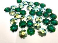 12mm Swarovski Crystal Flower Beads, Emerald Aurore Boreale Finish