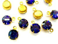 Swarovski Crystal Heliotrope Drop, Brass Setting (6mm, 28ss)