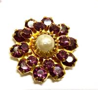 16mm Vintage brass Swarovski Flower Design in Amethyst pearl crystal Embellishment DIY Supplies wedding decorations