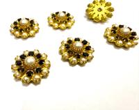 16mm Vintage brass Swarovski Flower Design in Black pearl crystal Embellishment DIY Supplies wedding decorations