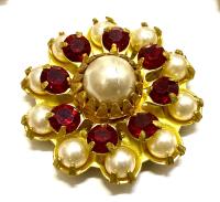 16mm Vintage brass Swarovski Flower Design in Siam pearl crystal Embellishment DIY Supplies wedding decorations
