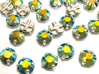 Crystal Jet AB Swarovski Rose Montees, 34ss Silver Plated Setting
