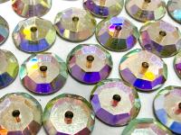 8mm Crystal Aurore Boreale Lochrose Stones – Preciosa Flat Back Sew-On Stones , Czech Beads