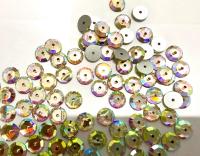 8mm Crystal Aurore Boreale Lochrose Stones – Preciosa Flat Back Sew-On Stones , Czech Beads