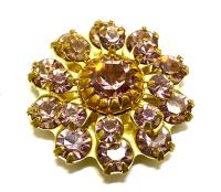 16mm Vintage brass Swarovski Flower Design in Light Amethyst crystal Embellishment DIY Supplies wedding decorations