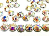 Vintage Swarovski Crystal Aurore Boreale Crystal Rose Montees, 40ss Silver Plated Settings