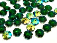 8mm Swarovski Emerald Aurore Boreale Flower Sew-on Stone