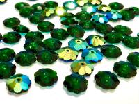 8mm Swarovski Emerald Aurore Boreale Flower Sew-on Stone
