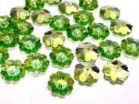 12mm Swarovski Crystal Flower Beads, Peridot Aurore Boreale Finish