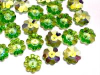 12mm Swarovski Crystal Flower Beads, Peridot Aurore Boreale Finish