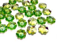 12mm Swarovski Crystal Flower Beads, Peridot Aurore Boreale Finish