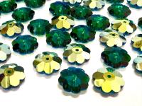 12mm Swarovski Crystal Flower Beads, Emerald Aurore Boreale Finish