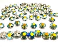Crystal Jet AB Swarovski Rose Montees, 34ss Silver Plated Setting