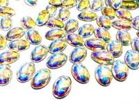 Swarovski Oval Cabochons Crystal Aurore Boreale Foiled 6x4mm, 2190/4 Flat Back Glass Stones