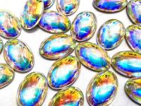 Swarovski Oval Cabochons Crystal Aurore Boreale Foiled 6x4mm, 2190/4 Flat Back Glass Stones