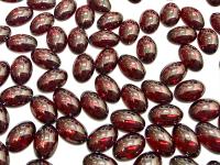 Swarovski Oval Cabochons Siam Satin Foiled 6x4mm, 2190/4 Flat Back Glass Stones